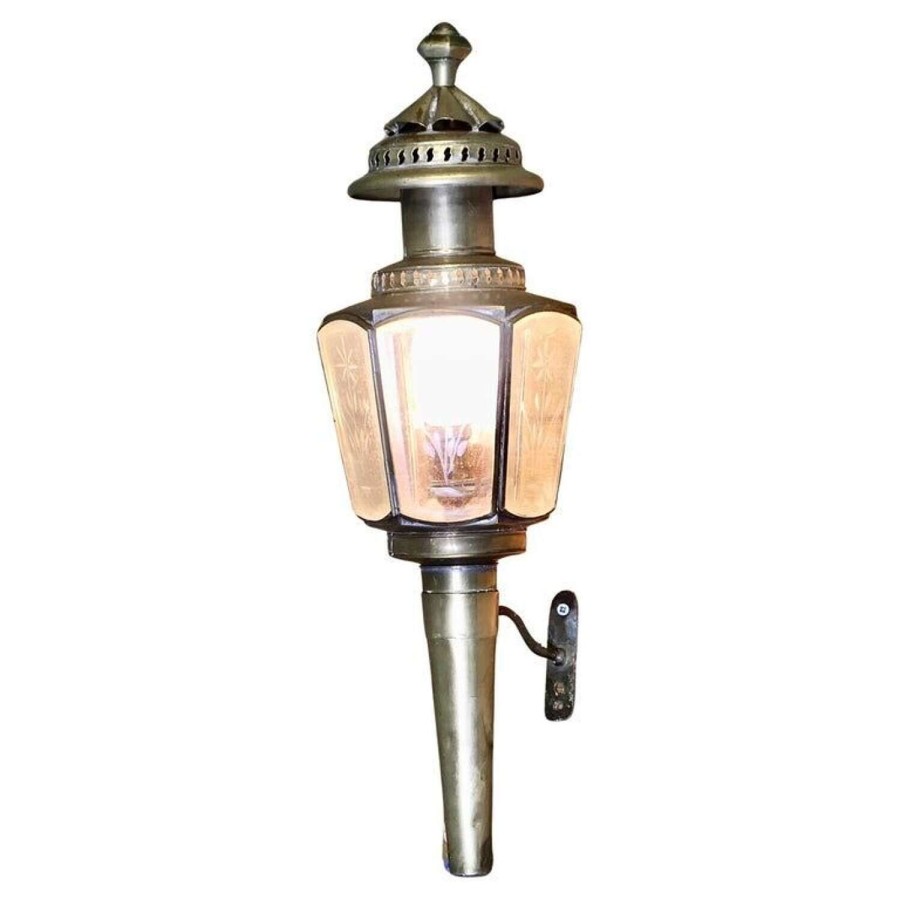 French Brass Carriage Light, Wall Lantern