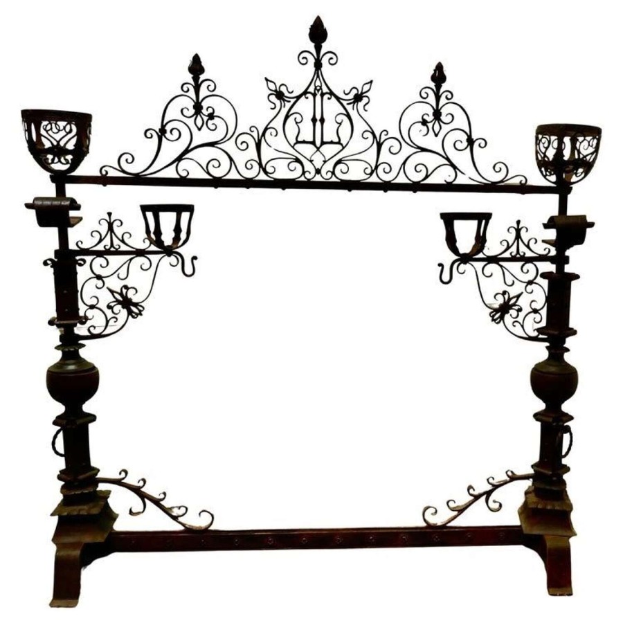 French Gothic Wrought Iron Manor House Fire Surround