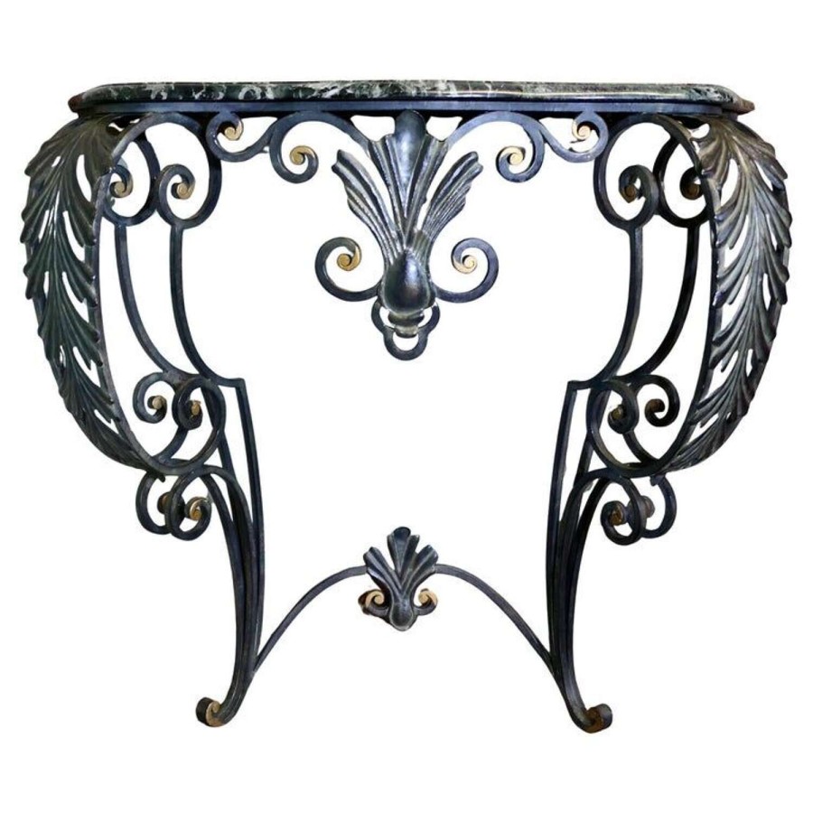 French Iron and Marble Console Table