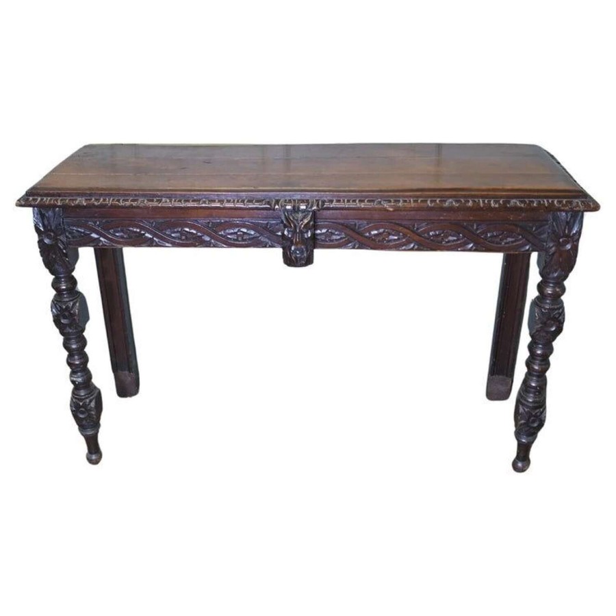 Gothic Carved Country Oak Hall Table
