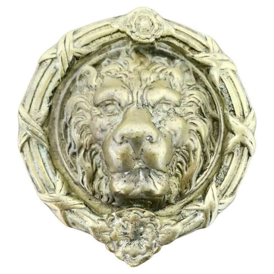 Heavy Gothic Lion’s Mask Brass Door Knocker