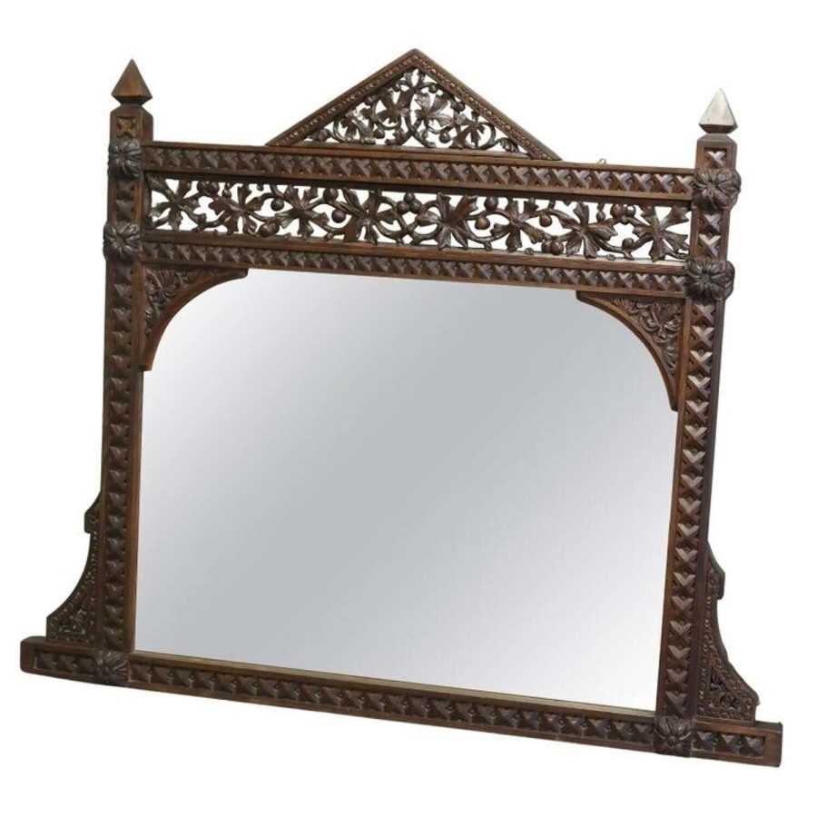 Large Carved Oak Overmantel