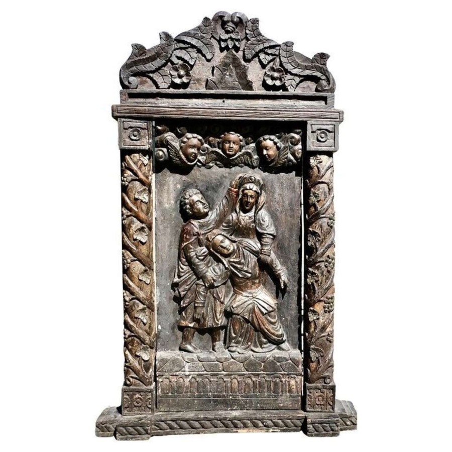 Large European Mediaeval Oak Carving of Christ in the Tomb