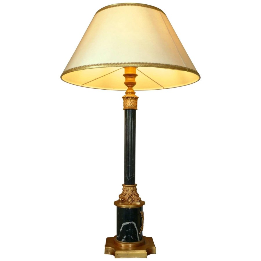 Large Marble Corinthian Column Table Lamp