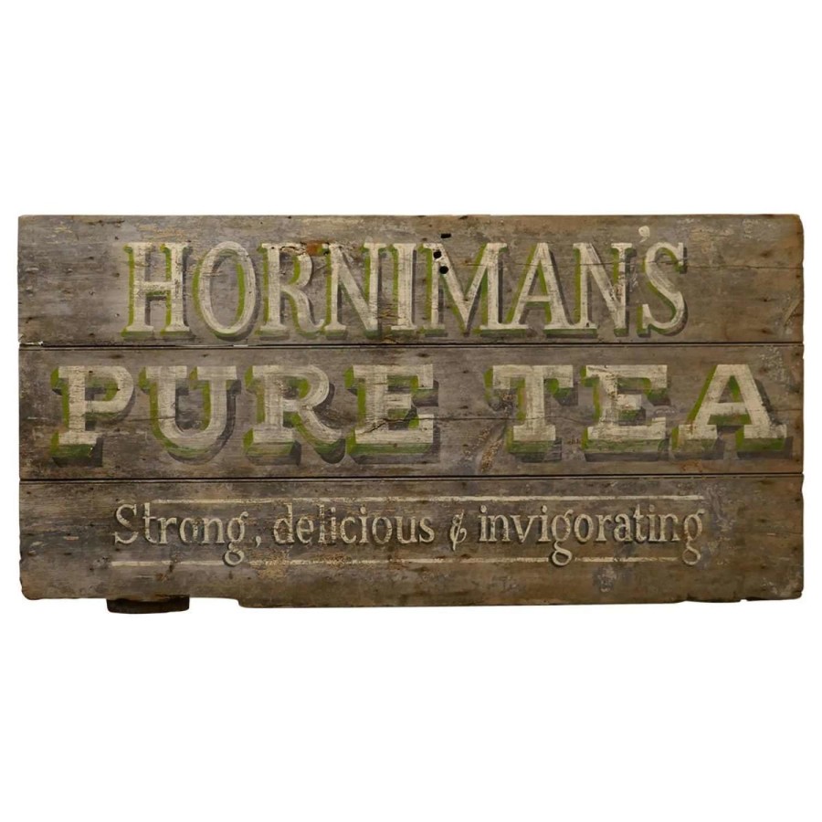 Large Painted Wooden Advertising Sign, “HORNIMAN’S PURE TEA”