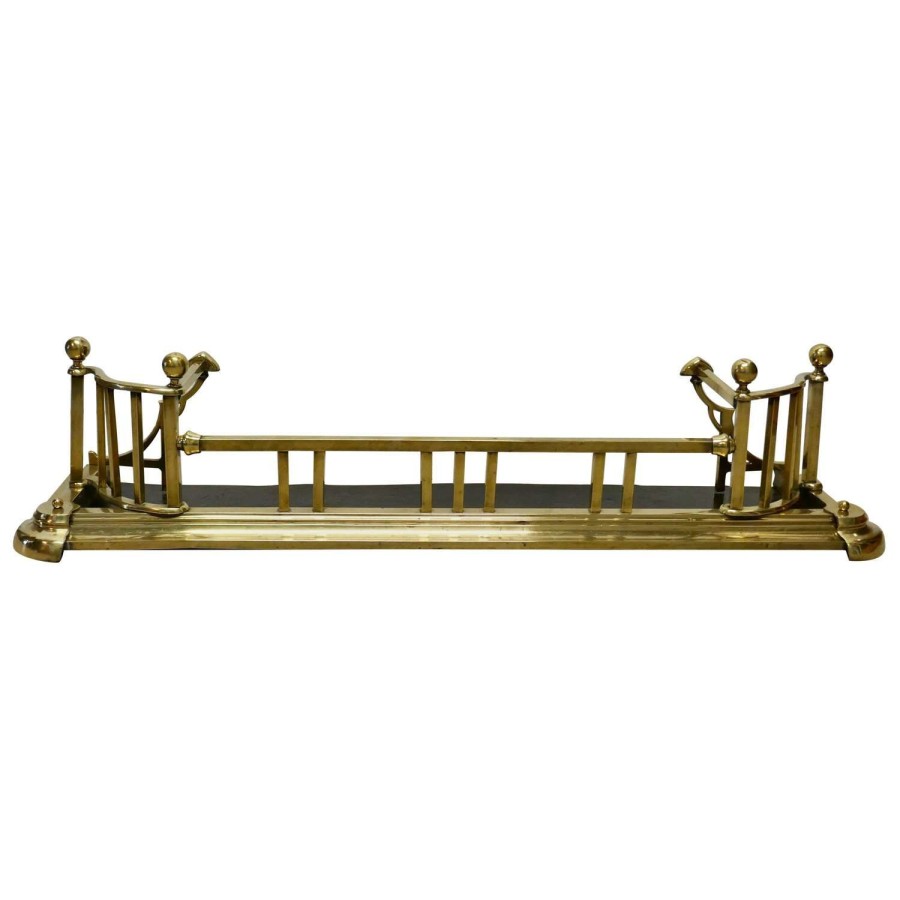 Large Victorian Arts %26 Crafts Brass Fender