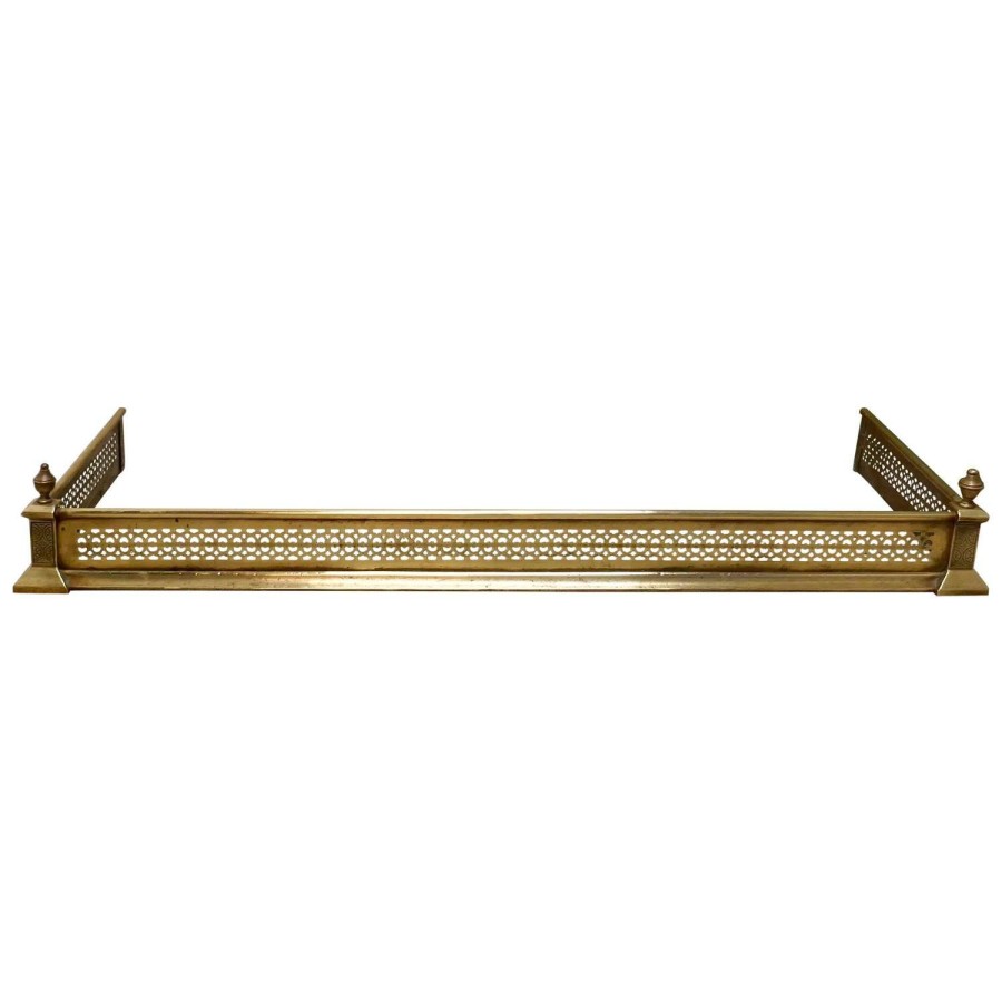 Long Victorian Pierced Brass Fender