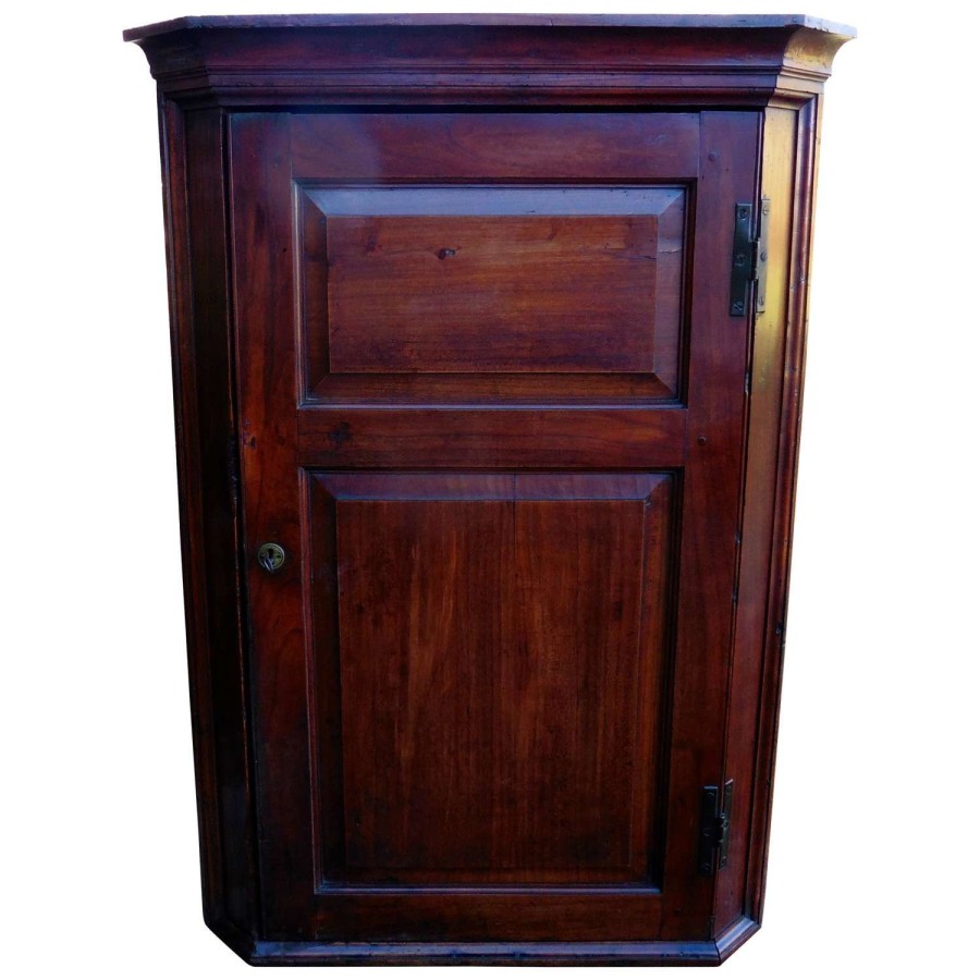 Rare18th Century English Cherry Wood Corner Cupboard