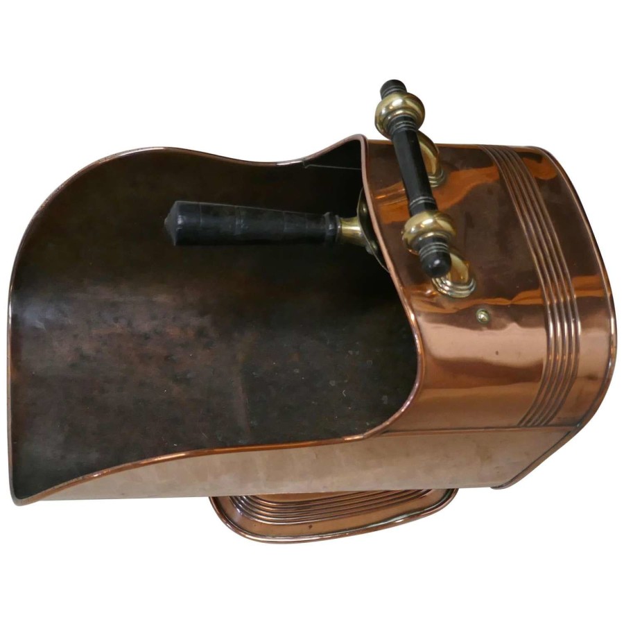 Superb Large Arts %26 Crafts Copper Helmet Coal Scuttle