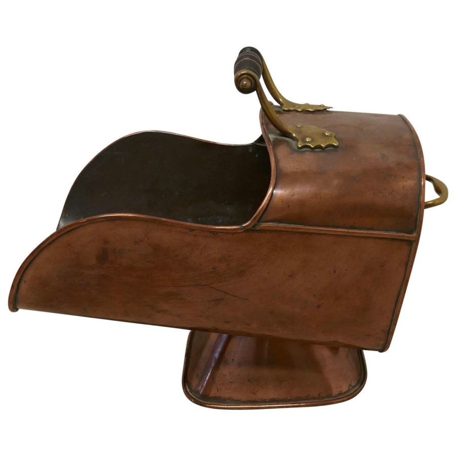 Superb Large Arts %26 Crafts Copper Helmet Coal Scuttle