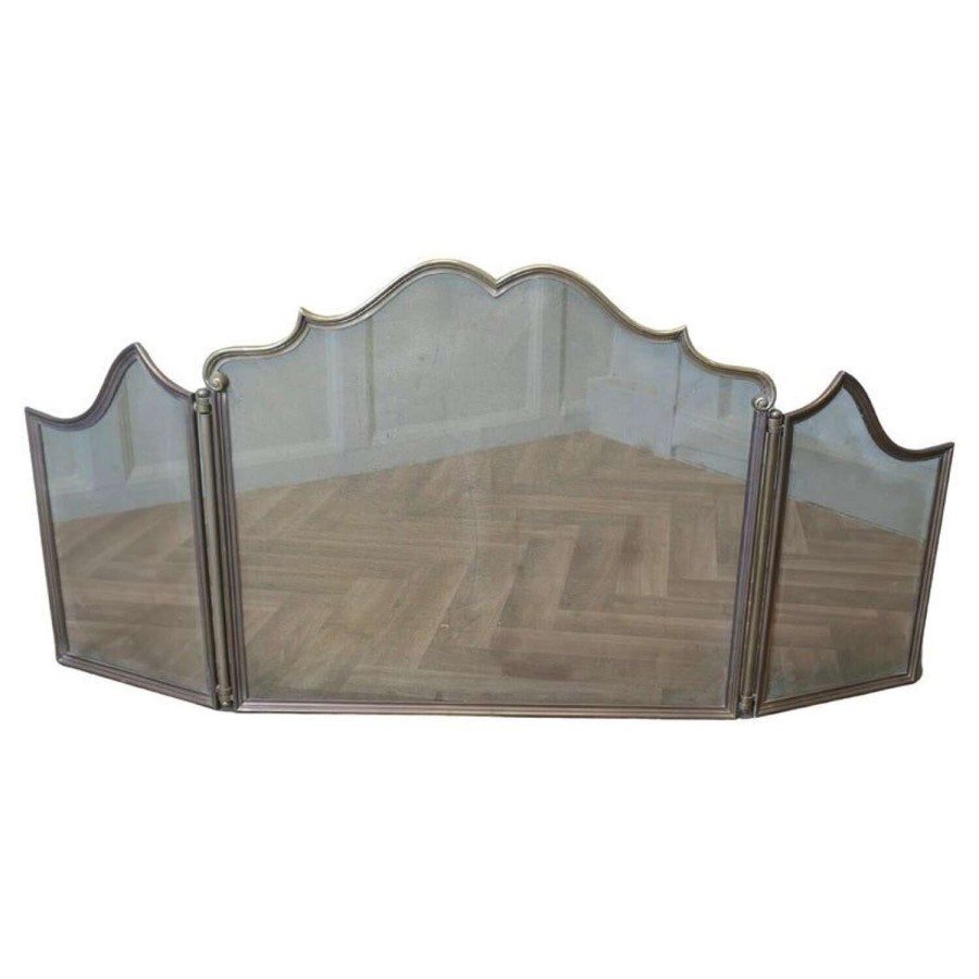 Unusual 3 Fold French Brass Fire Guard
