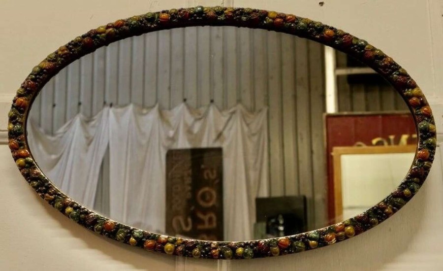 Very Pretty Gilt Oval Gesso Mirror
