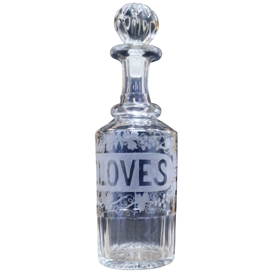 Victorian Etched Crystal Cloves Decanter