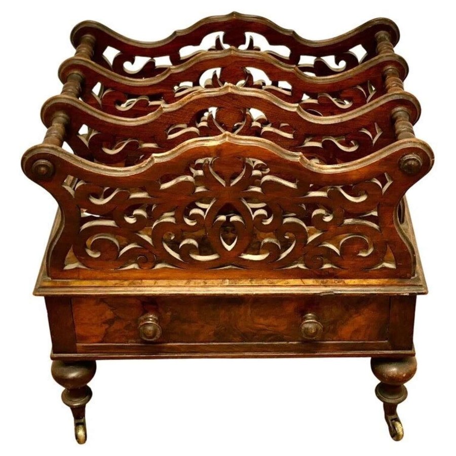 Victorian Walnut Canterbury Magazine Stand