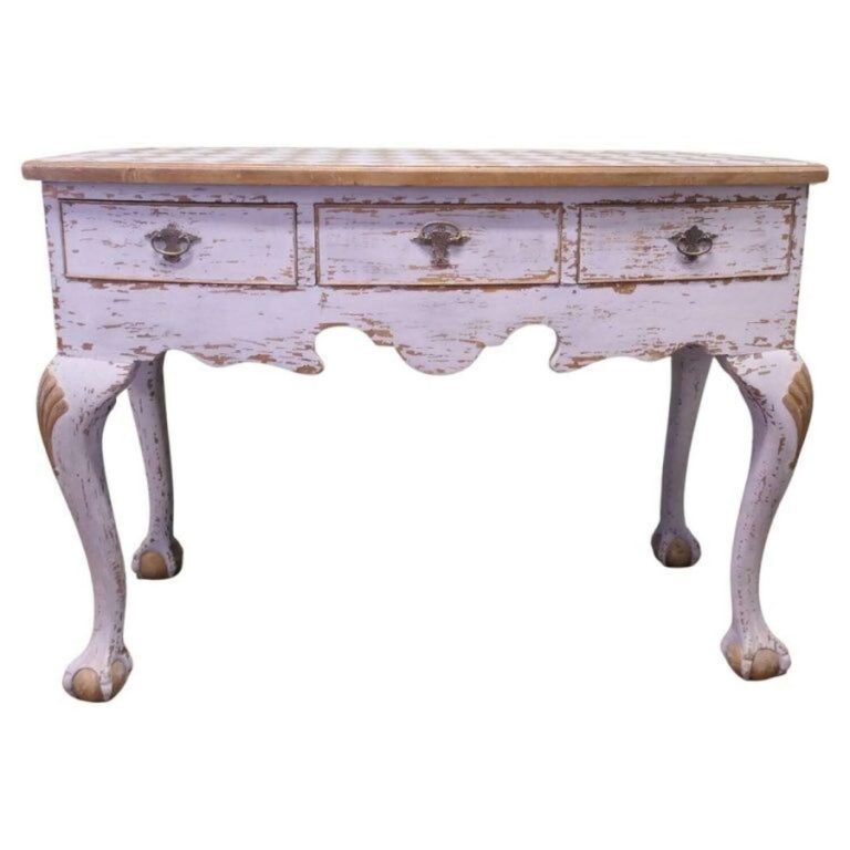 18th Century Baroque Bow Front Painted Console Side Table
