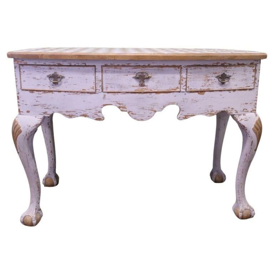 18th Century Baroque Bow Front Painted Console Side Table