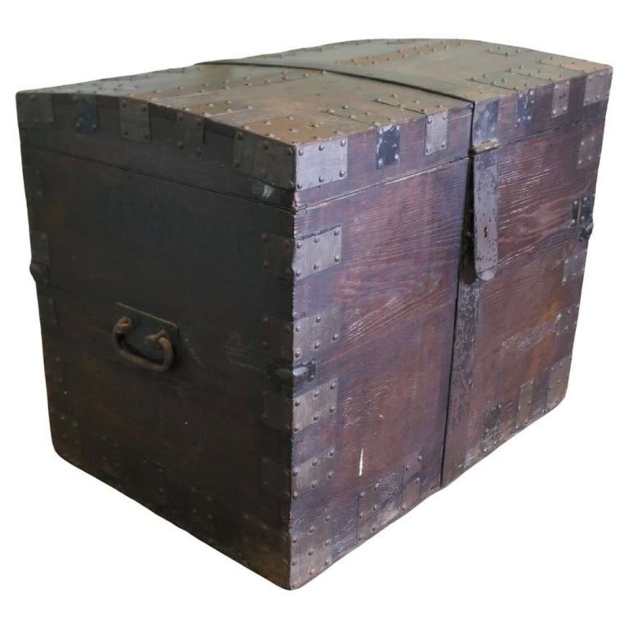 19th Century Oak and Iron Banded Silver Chest