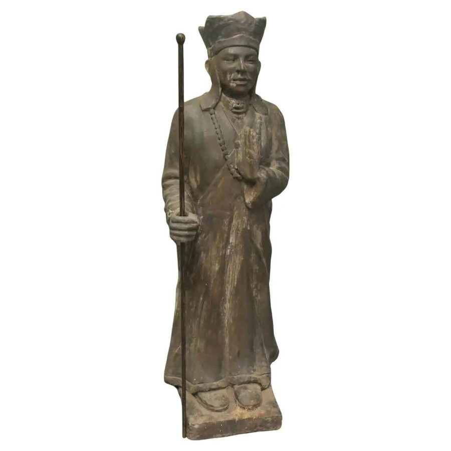 3 Dimensional Terracotta Statue Khmer or Cambodian Priest