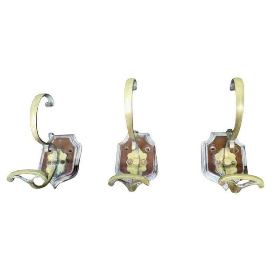 3 French Artisan Made Brass Coat Hooks