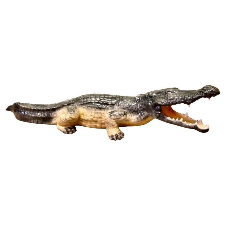 4ft Long Italian Hand Made Majolica Crocodile