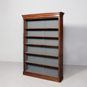 Victorian tall mahogany open bookcase with 5 long adjustable shelves