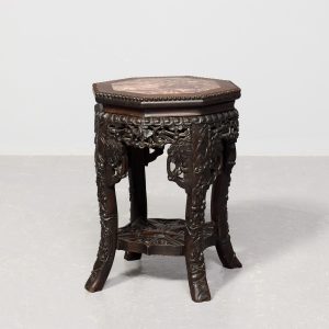 Qing Dynasty Hongmu Marble Top Plant Stand