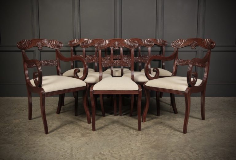 Set Of 8 Regency Mahogany Dining Chairs