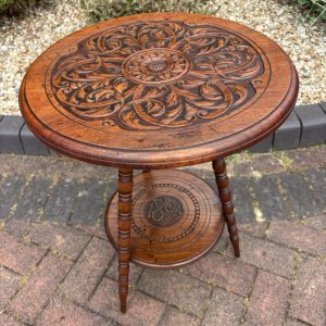 Arts & Crafts Carved Walnut Side Table Arts & Crafts Side Table Antique Tables Arts & Crafts Carved Walnut Side Table