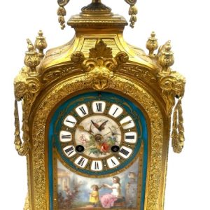 Stunning French Victorian Blue Sevres Ormolu 8-day mantel Clock – CA 1870