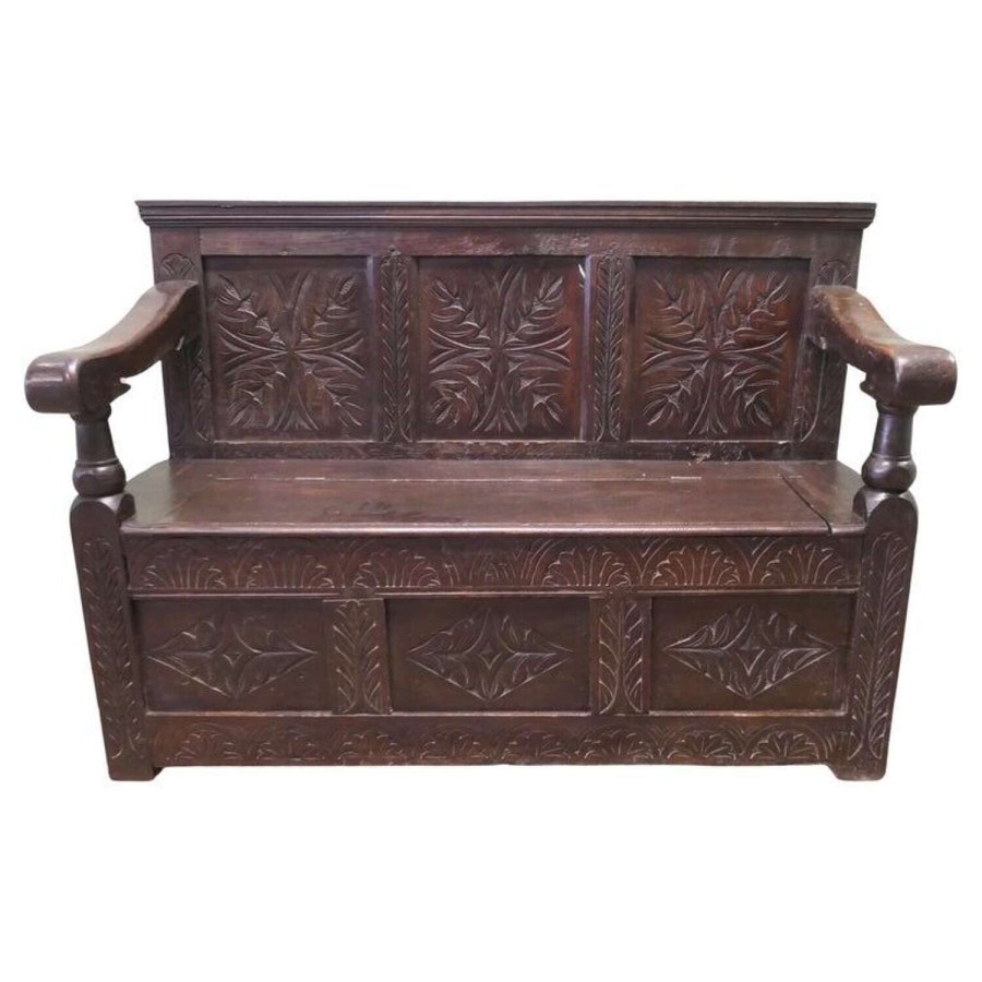 A 17th Century High Back Oak Box Settle
