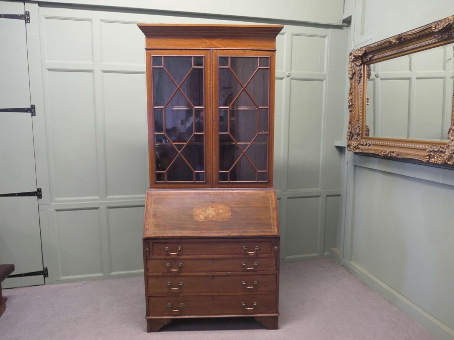 A Good Quality Edwardian Bureau Bookcase