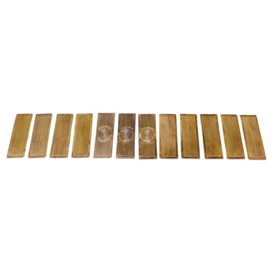 A Large Set of 12 Art Deco Brass Door Finger Plates