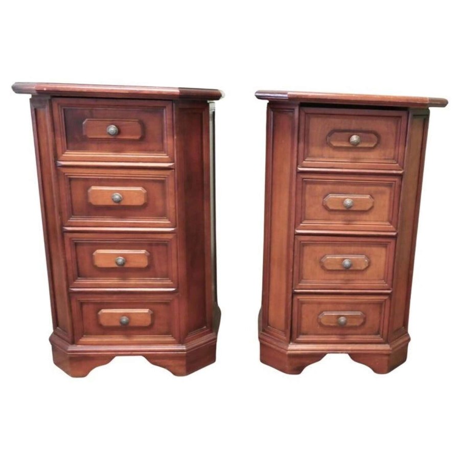 A Pair of Arts and Crafts Style 4 Drawer Chest of Drawers, Night Tables