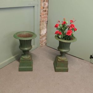 A Pair of Cast Iron Urns, Garden Planters