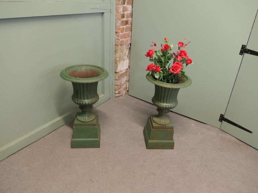 A Pair of Cast Iron Urns, Garden Planters