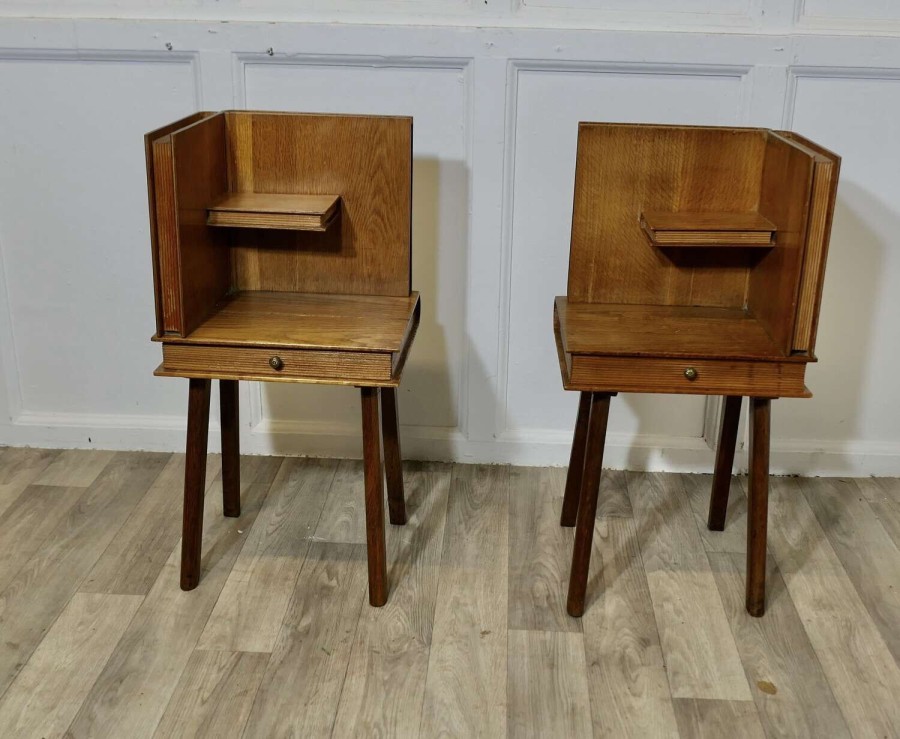 A Pair of French Arts and Crafts Outré Bedside Tables A very attractive pair of cabinets