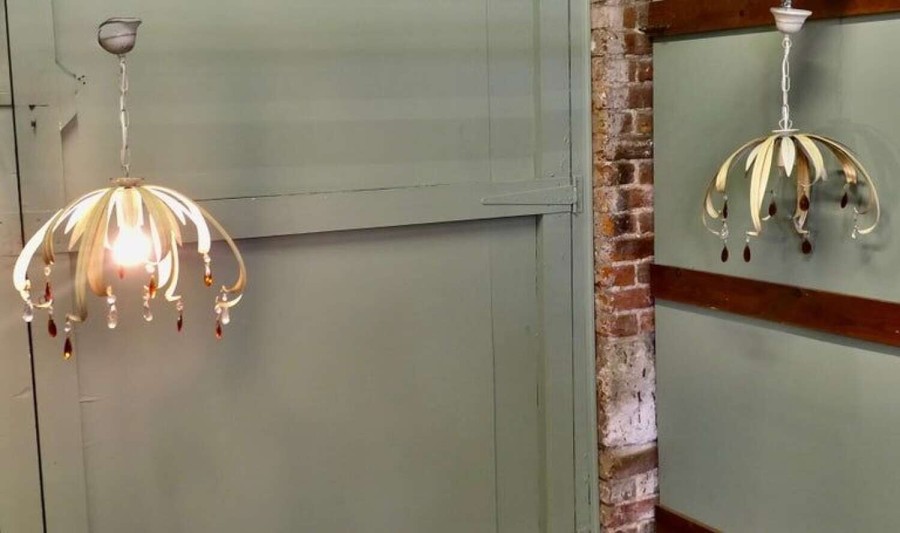 A Pair of Matching French Toleware Pendant Lights