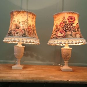 A Pair of White Marble Vase Lamps A Lovely Vintage pair