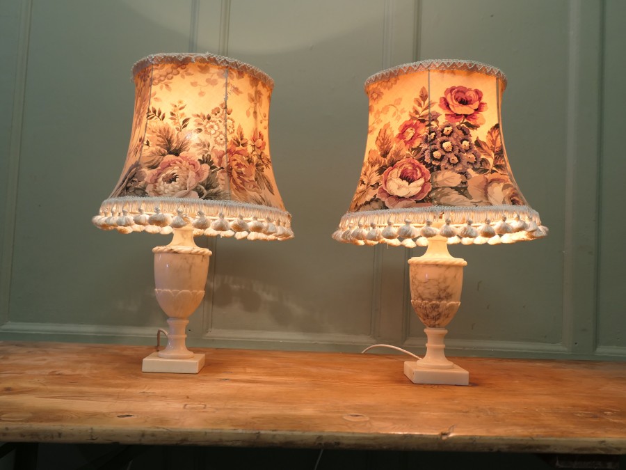 A Pair of White Marble Vase Lamps A Lovely Vintage pair - Image 2