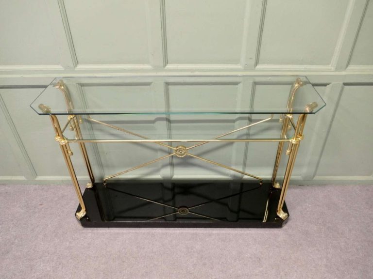 A Stylish Brass and Glass Mid Century Console Table