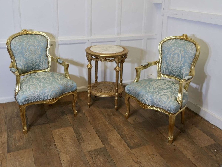 A Superb Pair of French 19th Century Gilt Salon Chairs