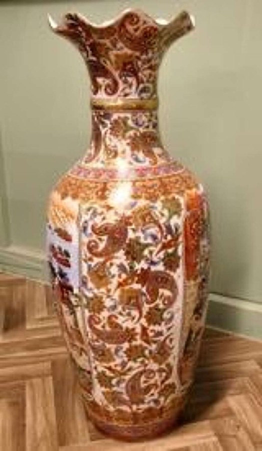 A Very Tall Oriental Ceramic Satsuma Vase