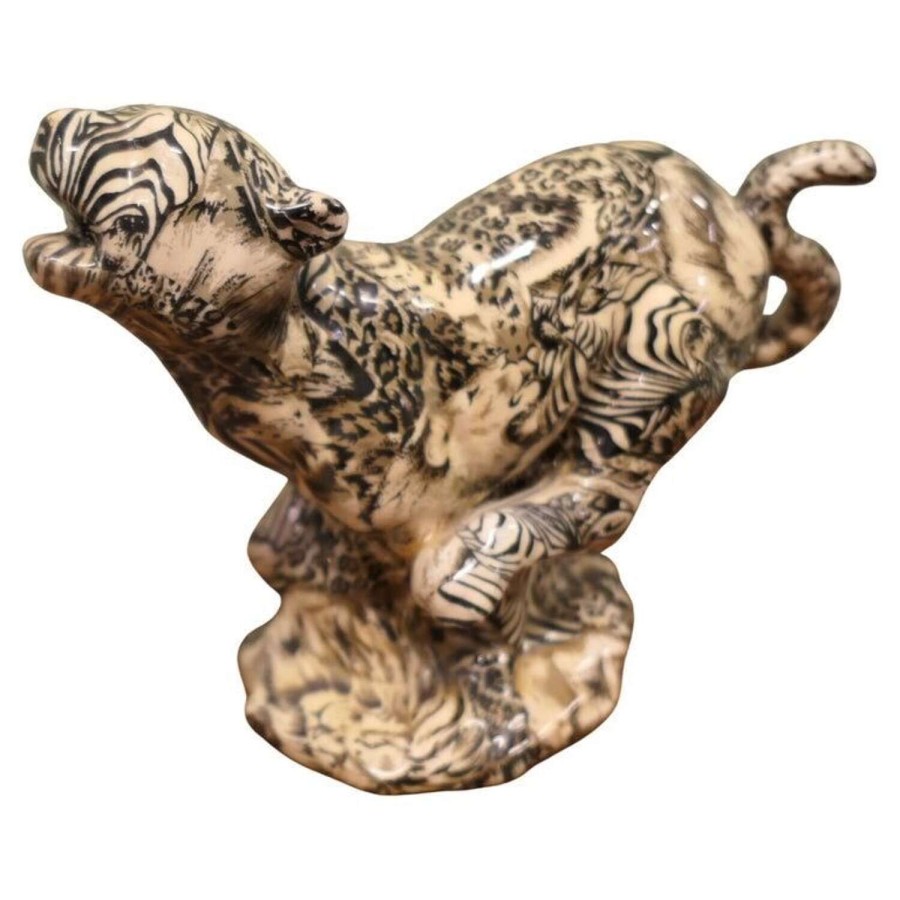 A Very Unusual Patchwork Collage Ceramic Cheetah