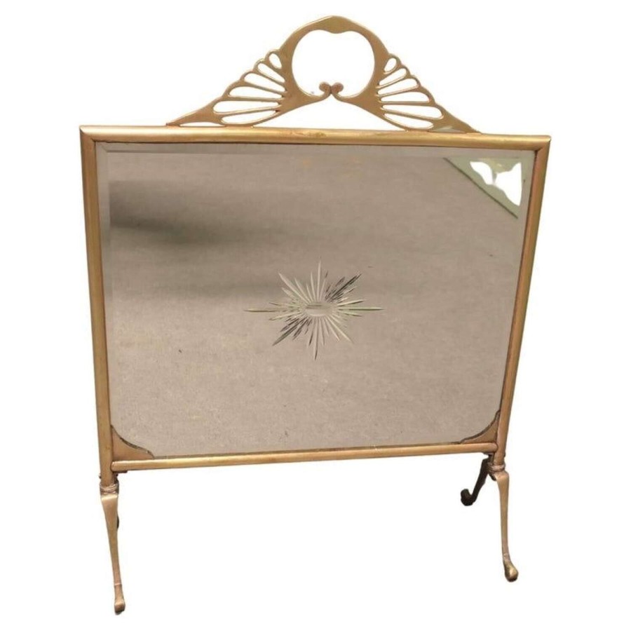 An Art Deco Brass and Sunburst Mirror Fire Screen This is a decorative Fire Screen it has