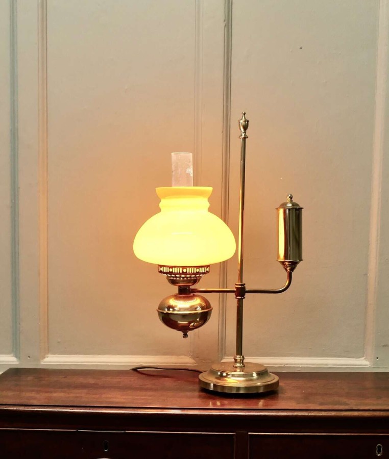Antique Style Oil Lamp, Brass Table Lamp,