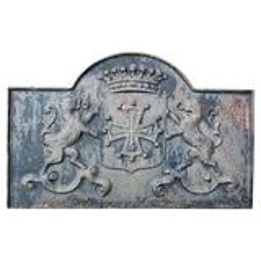 Arch Top Fire Back, Crown, Shield, Cross and Lions