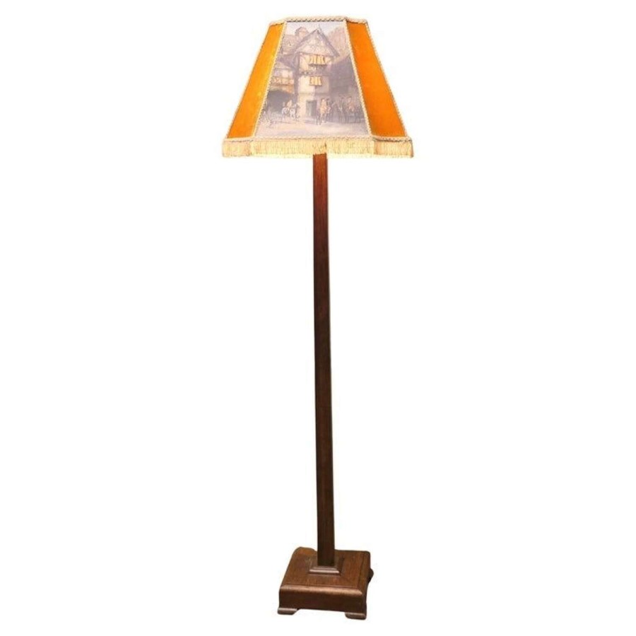 Art Deco Standard or Floor Lamp, Interesting Shade