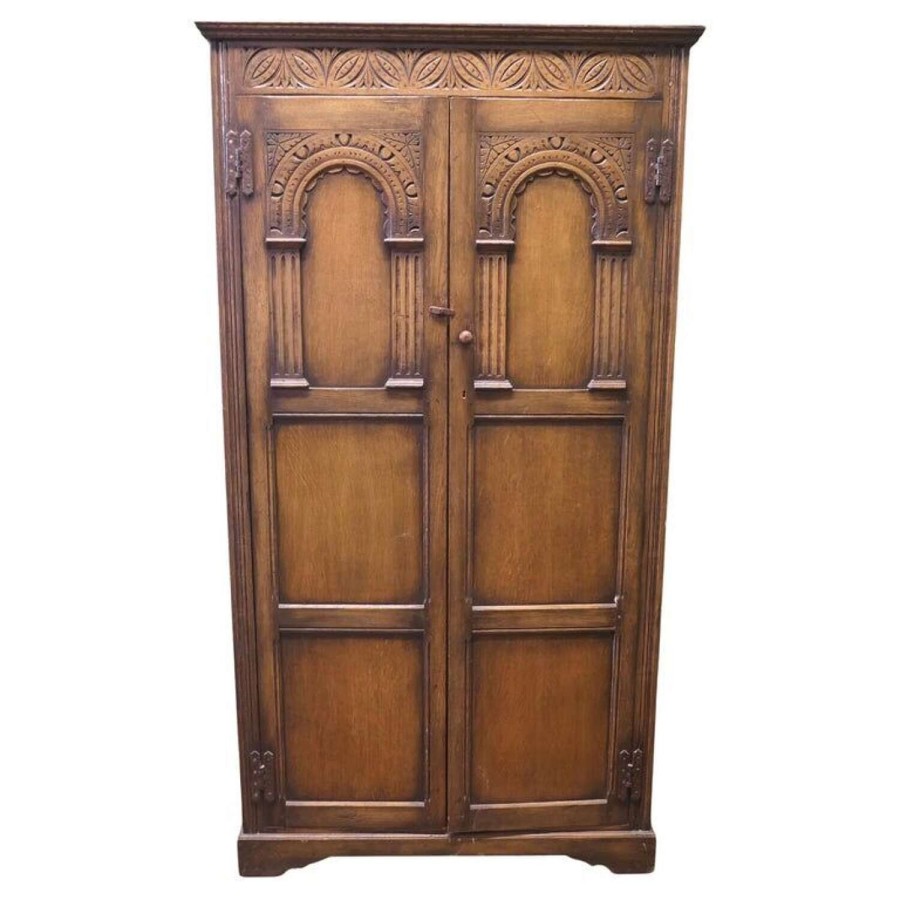 Arts and Crafts Hall Wardrobe in Oak