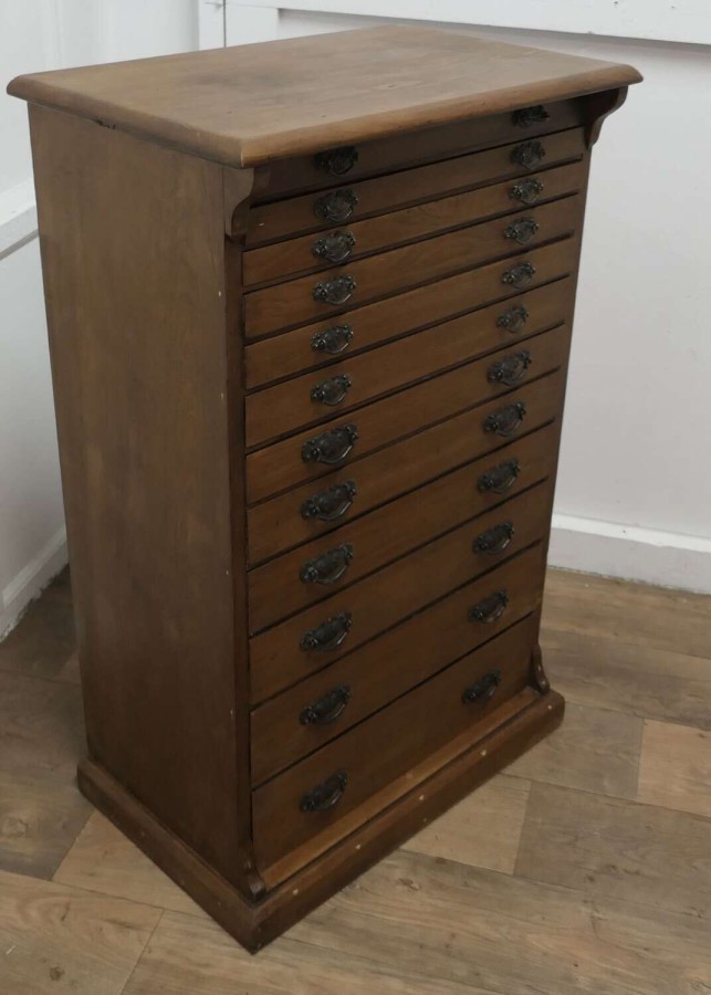 Arts and Crafts Pine Collectors Cabinet Filing Drawers