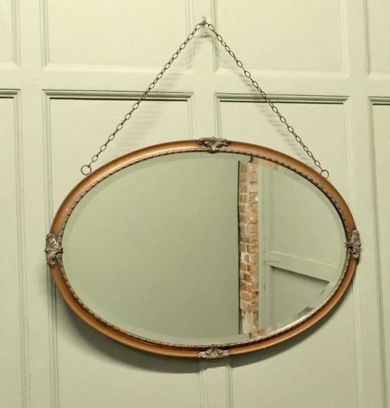 Beautiful Arts and Crafts Oval Copper Wall Mirror